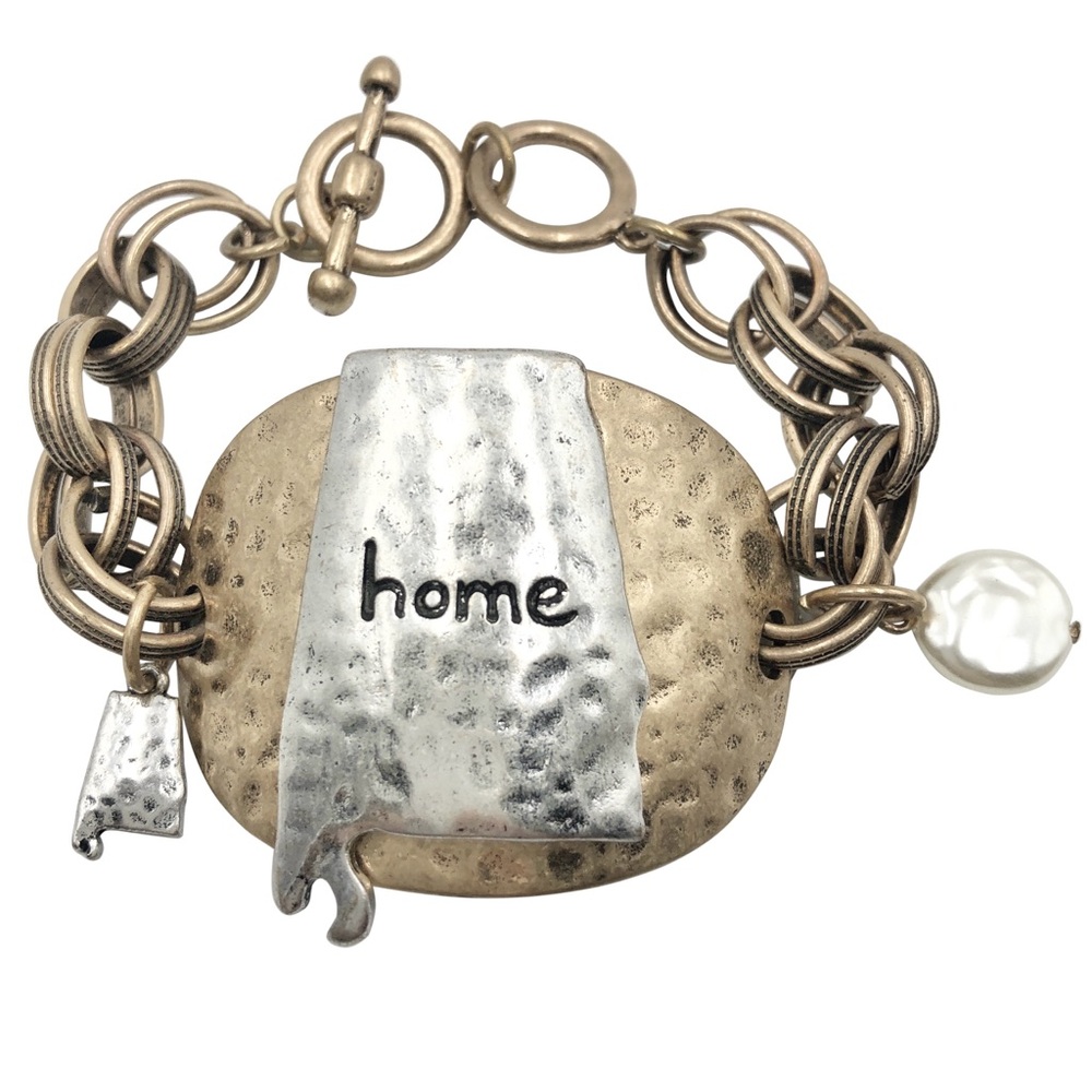Alabama State Shape 2-Tone Toggle Bracelet